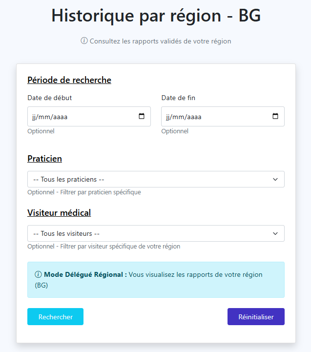 Historique par région