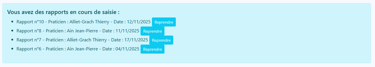 Reprise de saisie